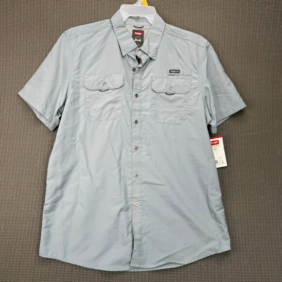 Wrangler Mens Short-Sleeve Performance Shirt Regular Fit Light Gray Size L - Picture 1 of 9
